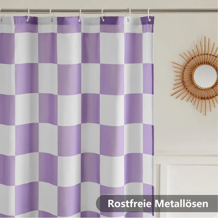 FOUORTUNATE-BEE Duschvorhang Karierter Duschvorhang für Badezimmer Hübsches Retro-Schachbrettmuster Breite 180 cm (Duschgardine in Vintage-Ästhetik, maschinenwaschbar, Stoffduschvorhang) – Bild 3
