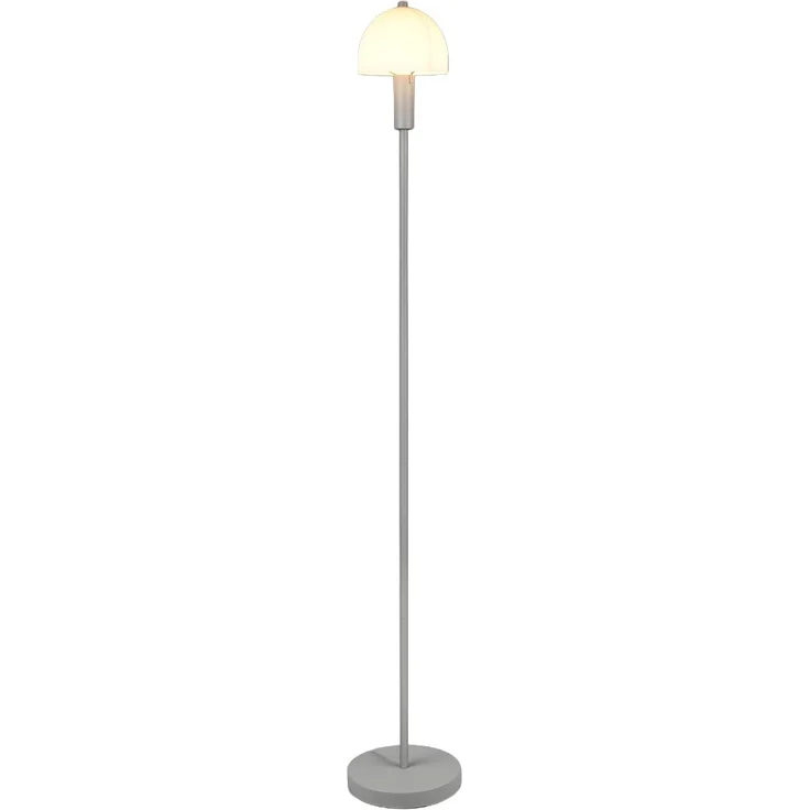 Kleine Stehlampe GLENN Grau mit Metallfuß und Lampenschirm Glas, Höhe 120cm – Bild 2