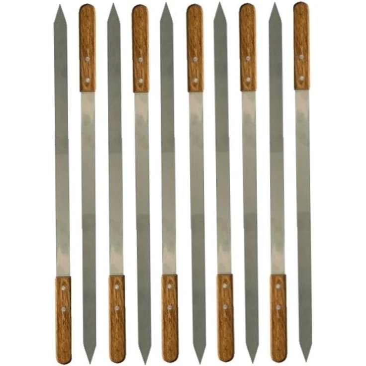 walexo Grillspieß Edelstahl Kebab Adana Grillspieße 600x23x2mm Holzgriff (5-St) – Bild 1