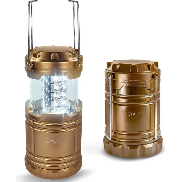 EAXUS LED Gartenleuchte 30 LED Campinglampe Batteriebetrieben mit Tragebügel, LED fest integriert, kaltweiß, Metallbügel zum Aufhängen