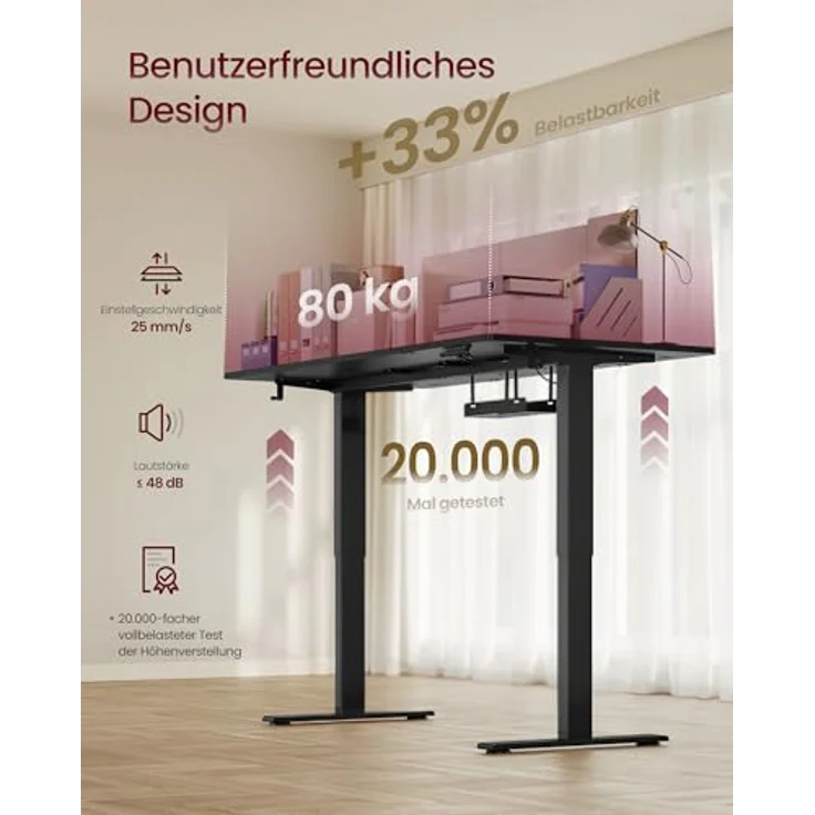VASAGLE Höhenverstellbarer Schreibtisch, 160x80 cm, USB-C-Anschluss, Ablage für Steckdosenleiste, Stehtisch, Erinnerung bei langem Sitzen, 3 Speichertasten, für Büro, tintenschwarz LSD146BZ02 – Bild 8