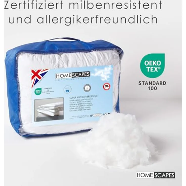 Homescapes Microfaserbettdecke Winterdecke 135x200 cm – Super-Mikrofaser Bettdecke, Wärmeklasse 4, Füllung: 100 % Polyester (Super-Mikrofaser) – Bild 6