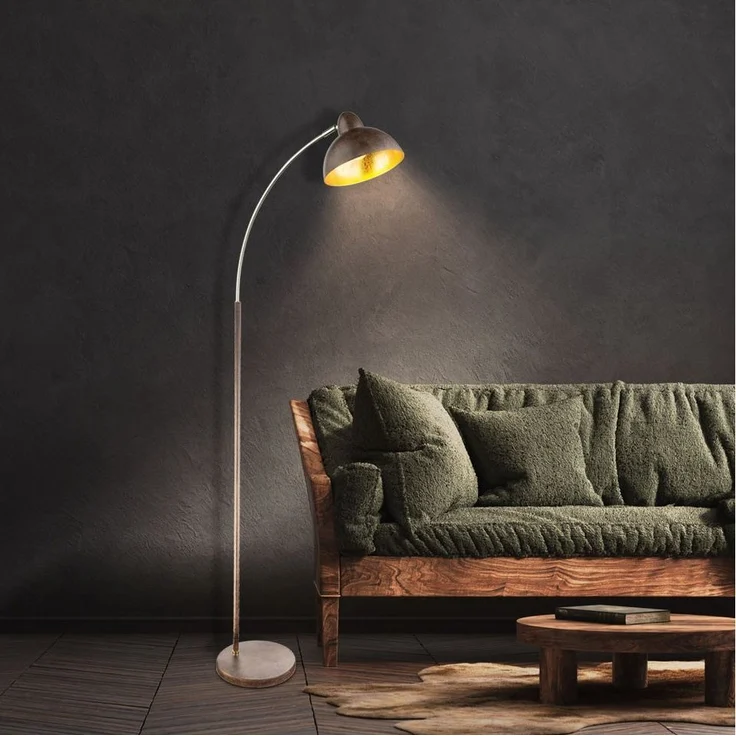 GLOBO LIGHTING LED Bogenlampe, Leuchtmittel inklusive, Warmweiß, LED Bogenlampe Stehleuchte Leselampe gebogen blattgold Höhe 155 cm – Bild 2