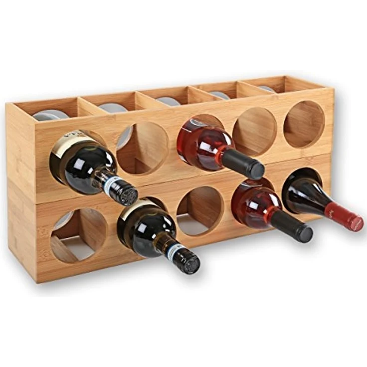 Gräfenstayn Weinregal CUBE - stapelbar aus Bambus-Holz für 5 Wein-Flaschen zum Stellen, Wand-Montage erweiterbar Weinflaschenhalter Weinkiste Flaschenregal – Bild 7