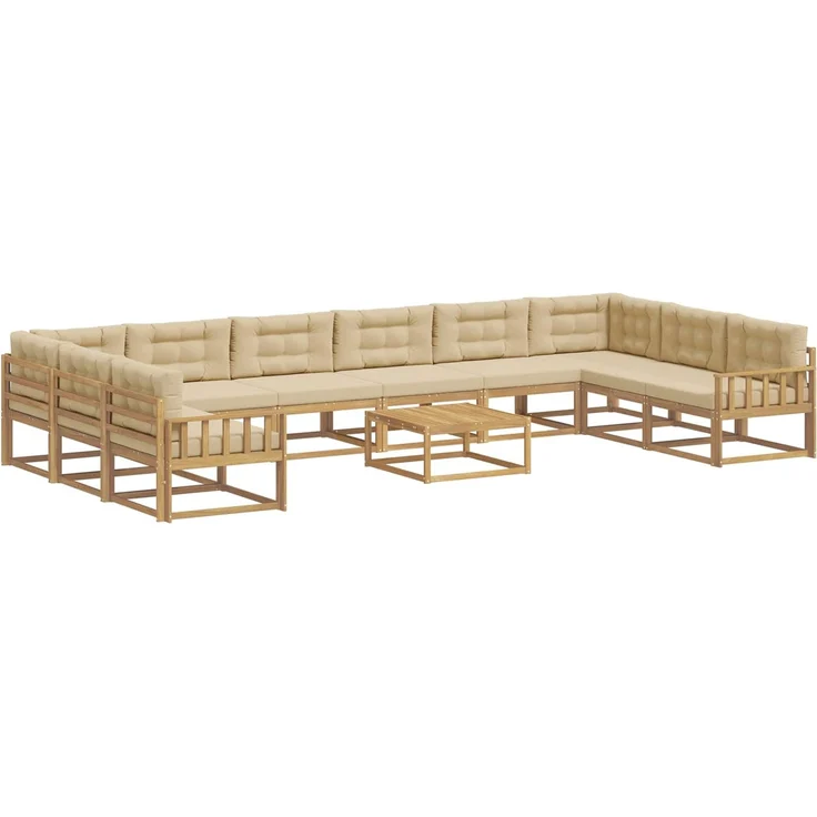 vidaXL Outdoor-Sofagarnitur 11 stk. 10-Sitzer Weiß und Beige 3387137 – Bild 2