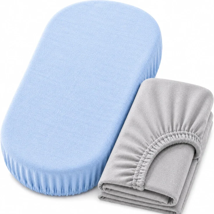 DuDu N Girlie Moses Korb dickem Jersey Spannbettlaken, 2-teilig, blau/gelb