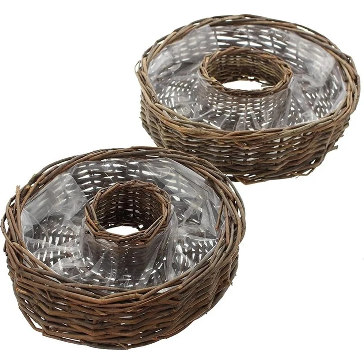 2x Pflanzrad aus Weide, braun, Pflanzschale, Blumenschale, Pflanzgefäß, Blumentopf, Gartendeko für Draußen – Bild 1