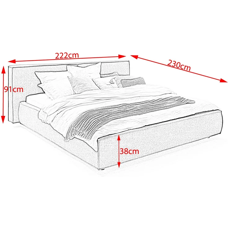 KAWOLA Bett CARLO Polsterbett Stoff hellgrau 180x200cm – Bild 7