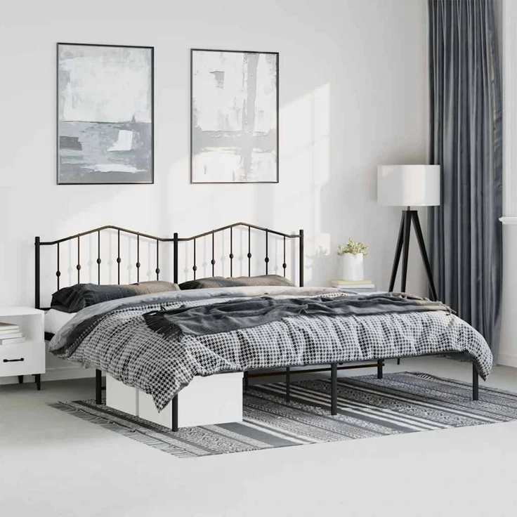Doppelbett, Bettgestell Modernen mit Kopfteil Metall Schwarz 193x203 cm d622e – Bild 2