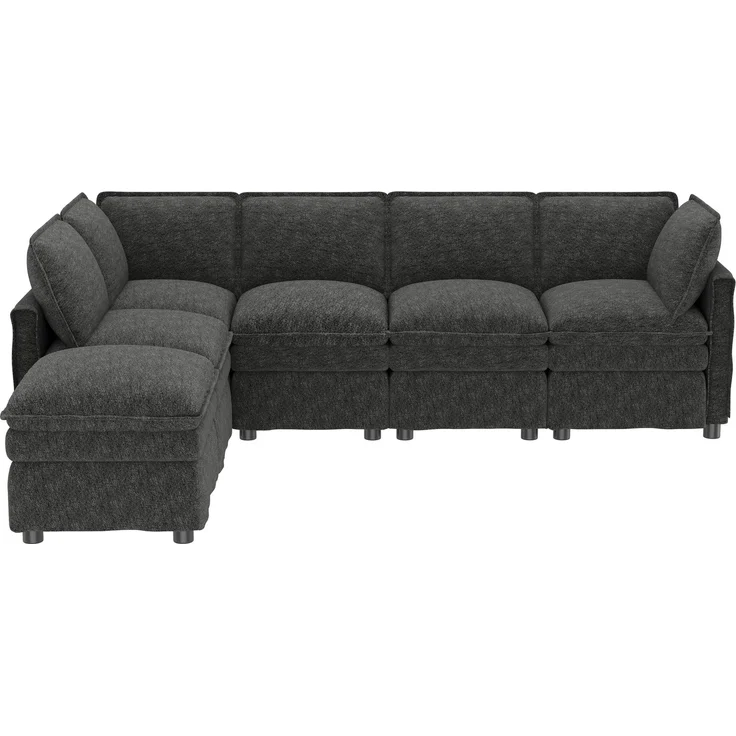 ZUBALIYA Wohnlandschaft 127x91 cm, mit Chenille - Bezug, mit Samtbezug, mit breiten Armlehnen, modular aufgebaut, Beige – Bild 19