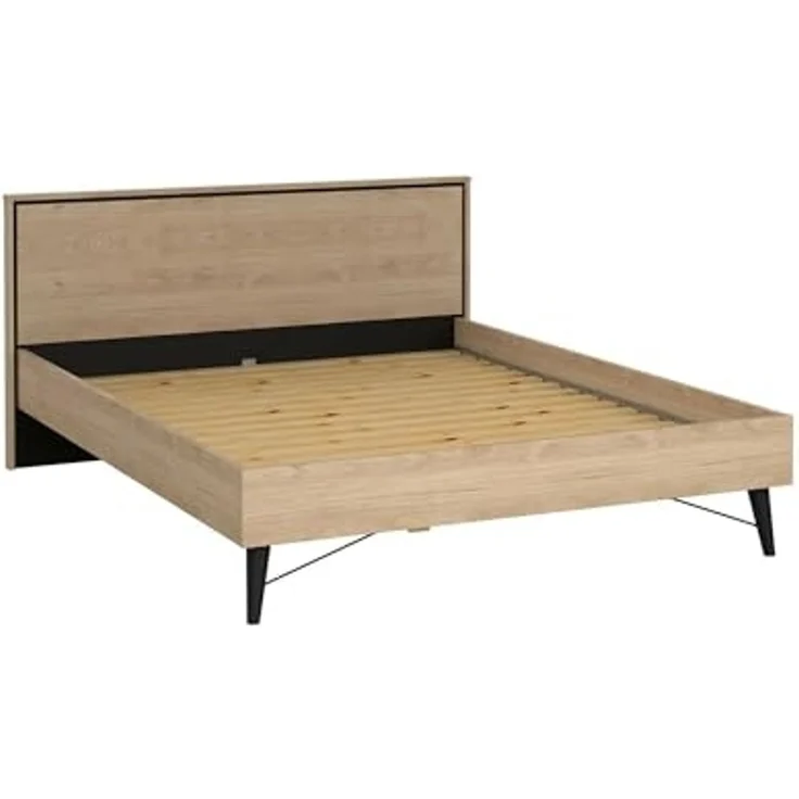 Dmora - Doppelbett Roberte, Struktur des Container-Betts, Sommier mit Verkleidung, Matratzenhalterstruktur, 207x173 h91 cm, helle Eiche – Bild 3