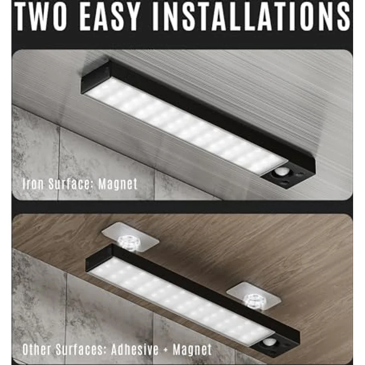 LQWELL LED Unterbauleuchte mit Bewegungsmelder, Dimmbar, Akku, USB-C Wiederaufladbar Schranklicht, LED fest integriert, Treppenlicht Nachttischlampe 22,5 cm, 1500 mAh, für Küche, Kleiderschrank, Schlafzimmer – Bild 7