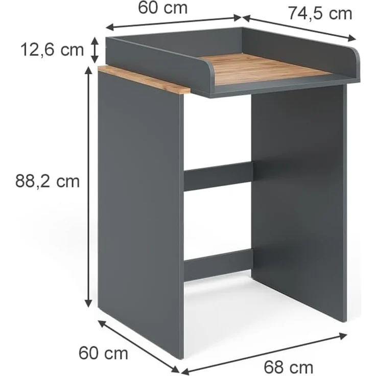 Waschmaschinenschrank Viktor Anthrazit/Goldkraft Eiche 68 x 88.2 cm 2 Teile mit Wickelauflage Vicco – Bild 3