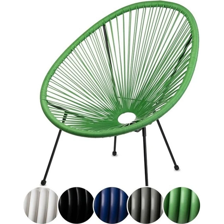 sunnypillow Acapulco Gartenstuhl | gemütlicher Loungesessel für Wohnzimmer, Terrasse, Garten, Balkon Sessel Stuhl | Korbsessel Gartensessel im Retro Design | Outdoor/Indoor | Grün – Bild 3