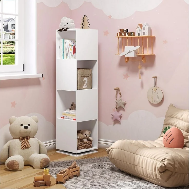 EUGAD Drehregal, 1-tlg, mit 4 Ebenen, für Wohnzimmer Schlafzimmer, 35x145x35 cm – Bild 2