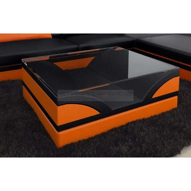 Sofa Dreams - Designer Couchtisch Monza – Modernes Design - Echtleder - Grau-Schwarz – Bild 5