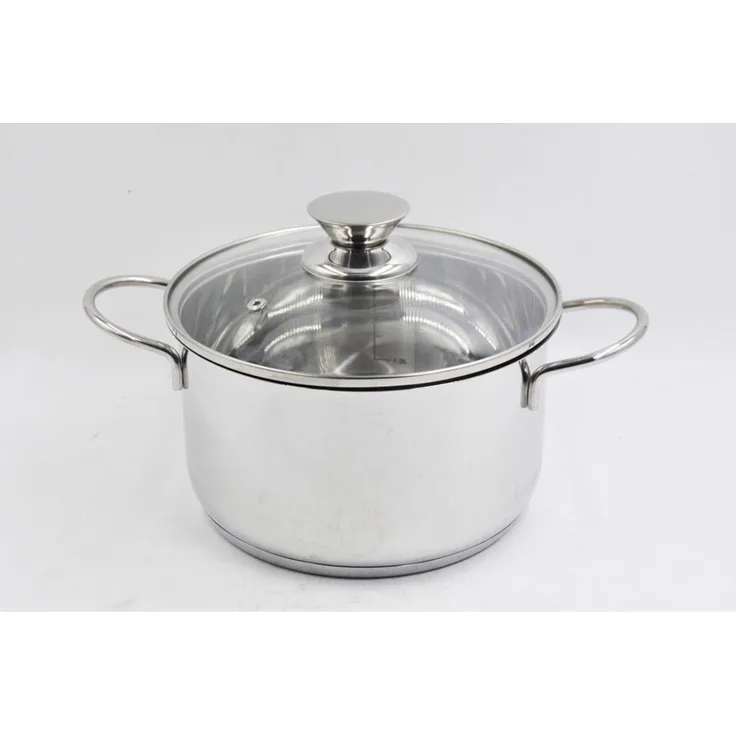 2x Kochtopf Neapel Silber 20 cm mit Glasdeckel, EDS, zum Kochen und Braten, Töpfe für Suppen oder Fleisch, geeignet für Herd und Backofen, für Küchen