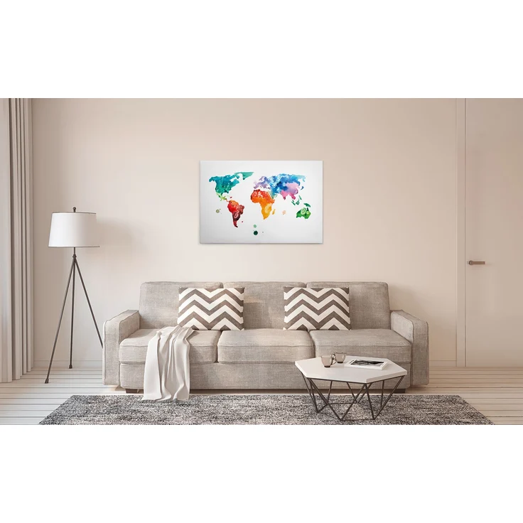 Weltkarte Leinwandbild Bunt 90x60 DD120336 Wandbild Leinwand Modern Jugendzimmer – Bild 6