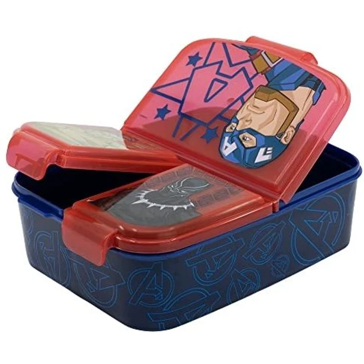 Lunchbox für Kinder mit 3 Fächern aus Kunststoff verschiedene Motive Avengers – Bild 3