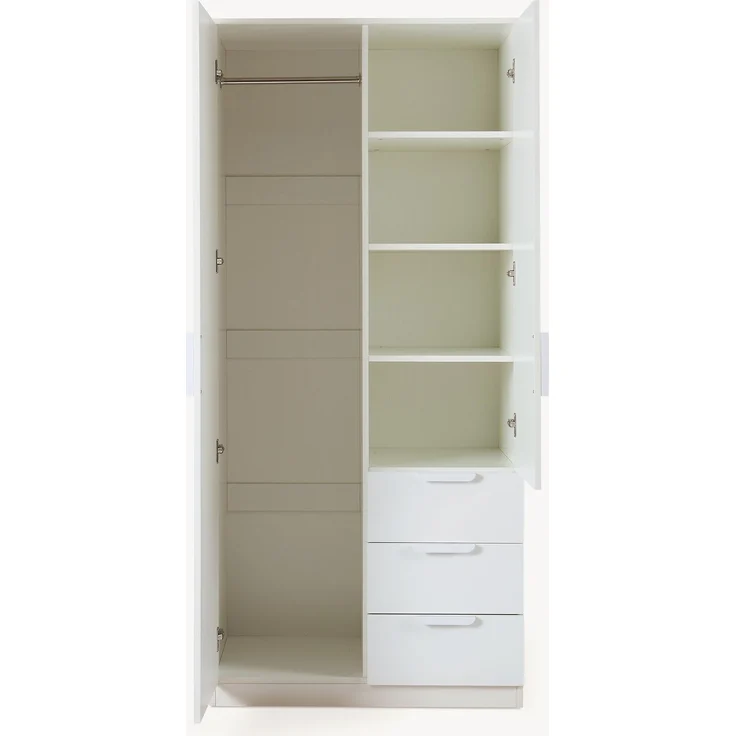 Kleiderschrank Eiselfing 176x80x52 cm 3 Schubladen Weiß [en. casa] – Bild 6