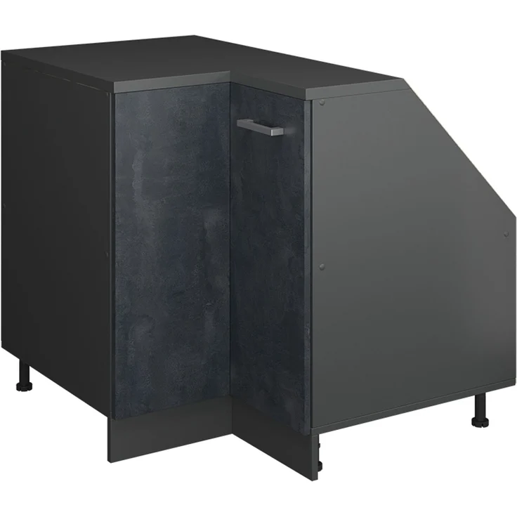 Eck-Küchenschrank für Dachschrägen R-Line Schwarz Beton 75.6 cm mit 1 Tür, Schrankkorpus 60 cm Tiefe Vicco – Bild 1