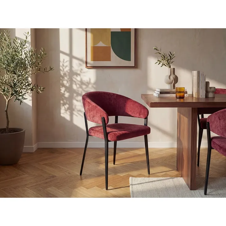 Vente-unique - AVRELA Stuhl Stoff Rot - B 55 cm x H 77 cm x L 56 cm