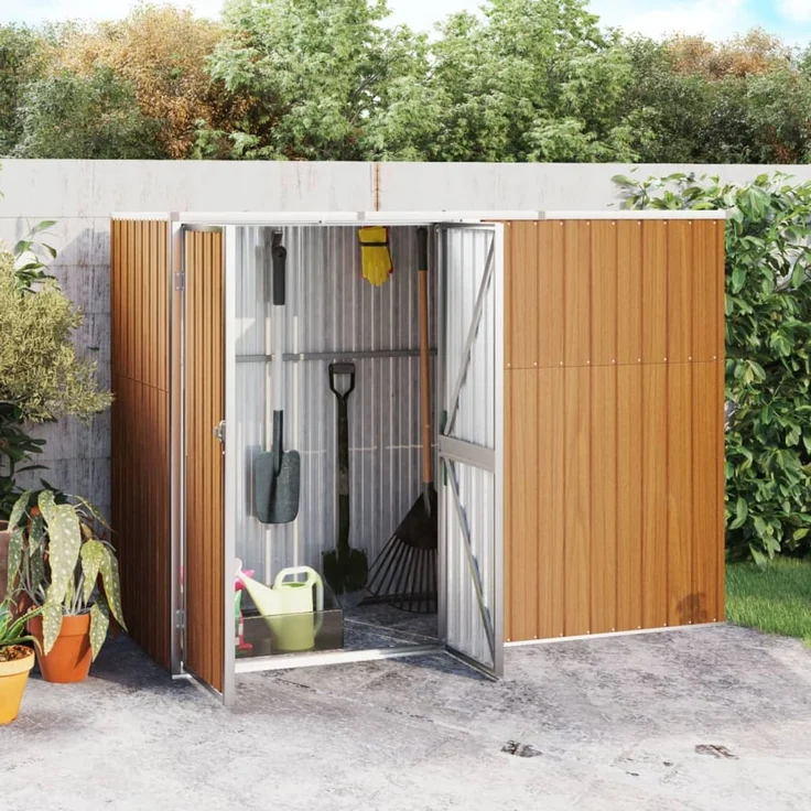 vidaXL Gerätehaus Braun 225x89x161 cm Verzinkter Stahl 316216 – Bild 1