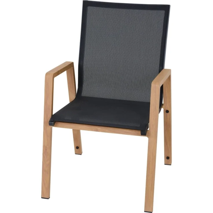 Siena Garden VELIA Stapelsessel - Aluminium, Teaklook & Ranotex, grau (T59632) – Bild 1