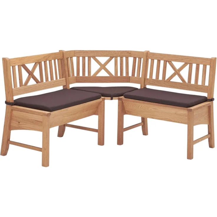 Eckbank Deborah aus Massivholz 224 x 224 x 87 Küchenbank massiv Buche lackiert/Dunkelbraun 12147-224224-braun