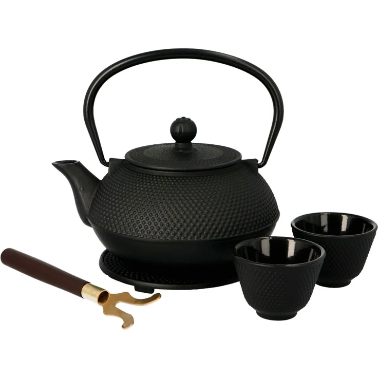 KADAX Schwarzer Teekessel, Gusseisen-Teekanne, Teesieb, 850 ml, 2 Tassen – Bild 8