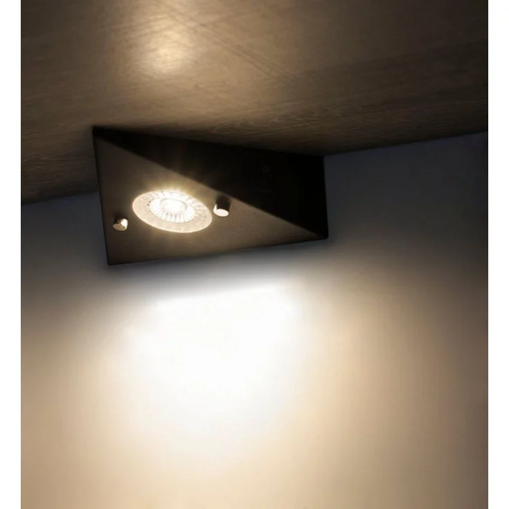 TRANGO LED Unterbauleuchte, 6er Set 6740-65 LED-Küchenunterbauleuchte aus Edelstahl in Matt-Schwarz *COOK* LED Einbauleuchte - Einbaustrahler inkl. 6x 4,8 Watt LED Modul 3000K warmweiß - direkt 230 Volt - beliebig erweiterbar, Schalter - Dreieckleuchte... – Bild 2