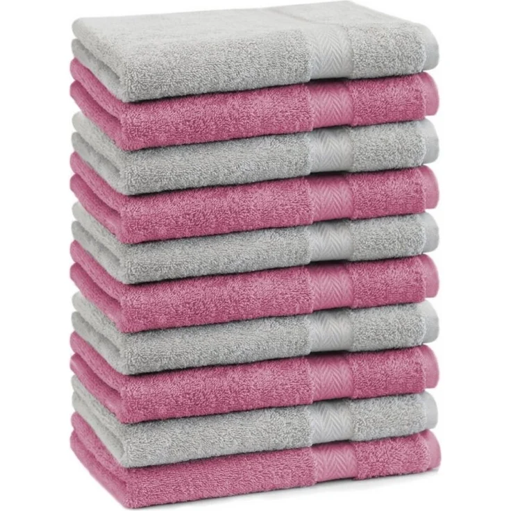Betz Gästehandtücher 10 Stück Premium Größe 30x50 cm Farbe altrosa und silbergrau, 100% Baumwolle – Bild 1