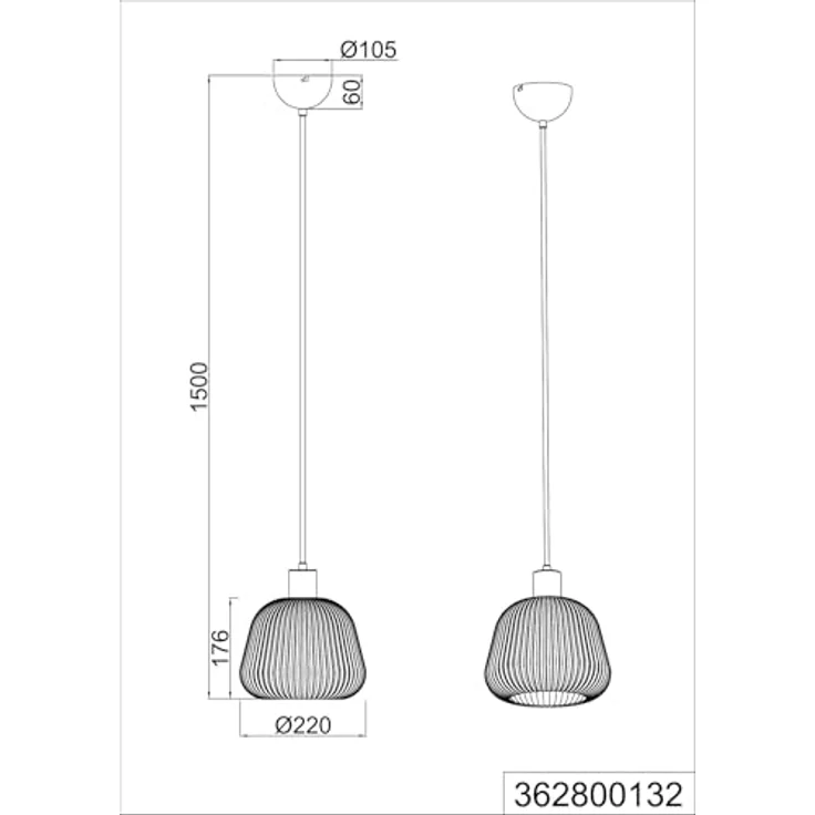 Trio Leuchten Pendelleuchte Tarifa E27, schwarz matte Metall-Glas-Kombination, Ø 22 cm, max. 25W – Bild 9