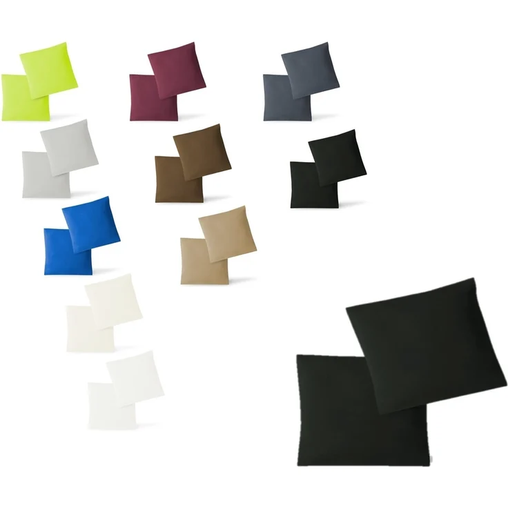 Jersey Kissenbezug, 2er Set, Schwarz, 40x40 cm – Bild 1