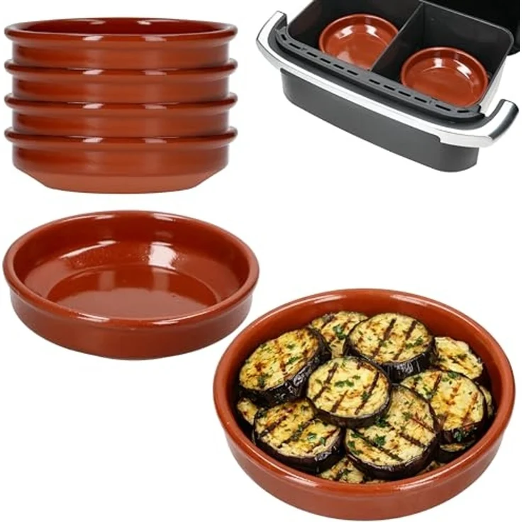 MamboCat Auflaufform MamboCat 6er Set Airfryer Tonschalen rund Ø16 cm 250ml Cazuela Tapas, Ton – Bild 1