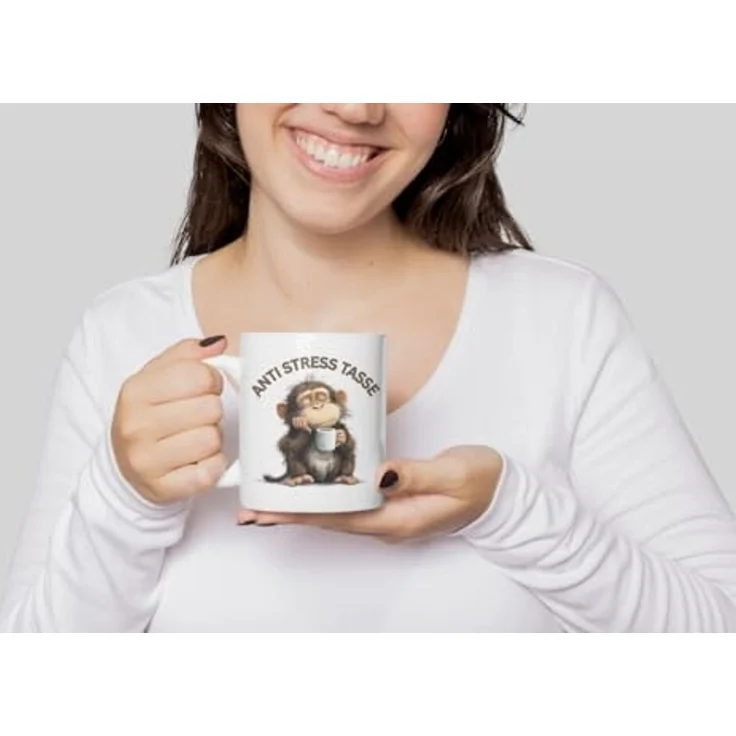 WS-Trend Tasse Anti Stress Affe Kaffeetasse Teetasse Tasse Geschenkidee 325 ml, Keramik – Bild 4