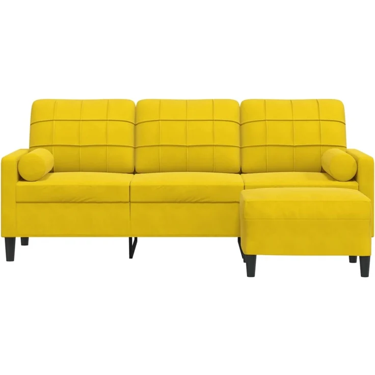vidaXL 3-Sitzer-Sofa mit Hocker Gelb 180 cm Samt 3278273 – Bild 3