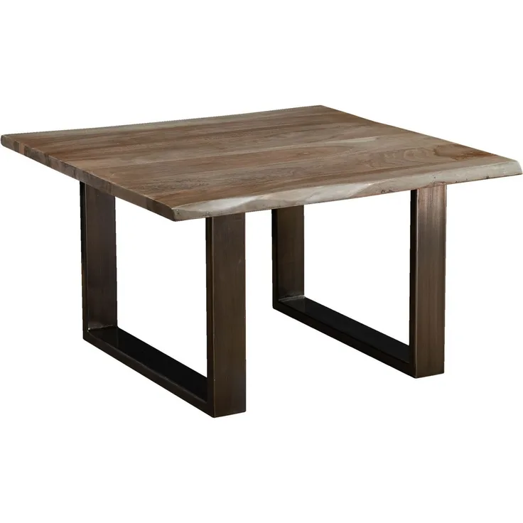 Couchtisch Sheesham 80x80x45 smoked oak lackiert Plattenstärke 2,5cm FREEFORM #0201