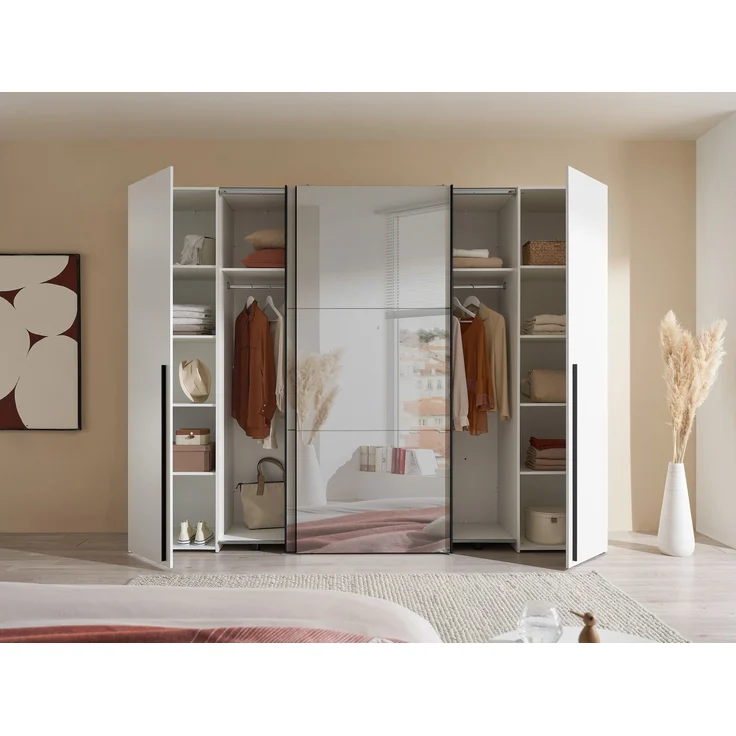 Schlafzimmer-Set >Maturs< (2-teilig) weiss/Graphit - Schrank 267x205x57cm, Bett 305x93x210cm – Bild 5
