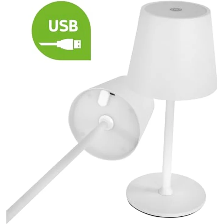 Idena 50124 Touch LED Tischlampe, dimmbar, 2 Höhen, USB-Anschluss, weiß – Bild 3