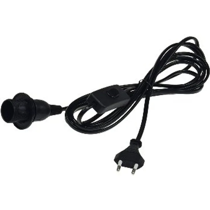 Netzkabel Lampenfassung E14 1,4m mit Schalter Schwarz