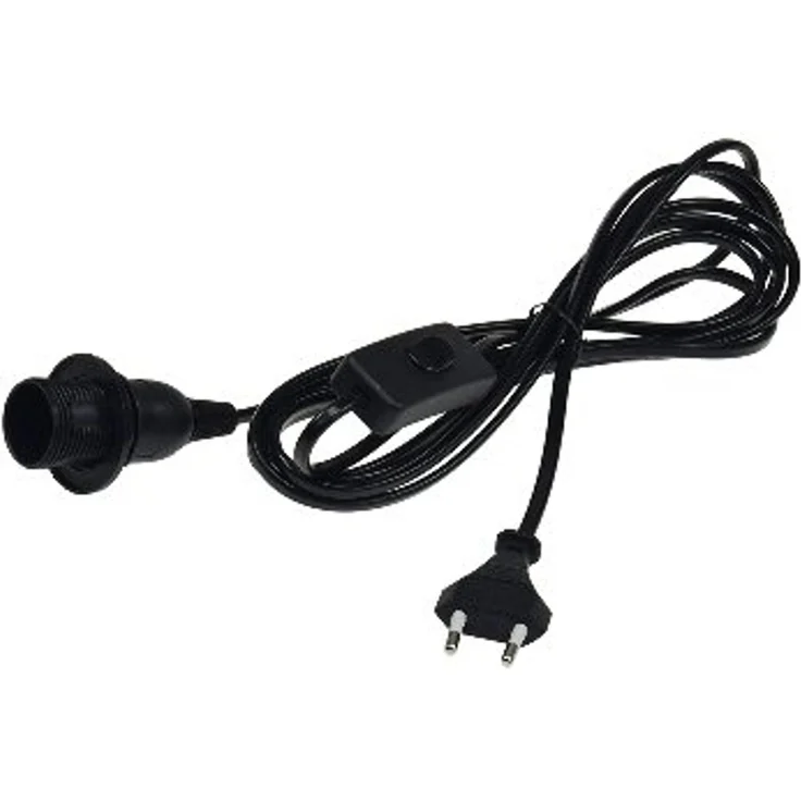 Netzkabel Lampenfassung E14 1,4m mit Schalter Schwarz