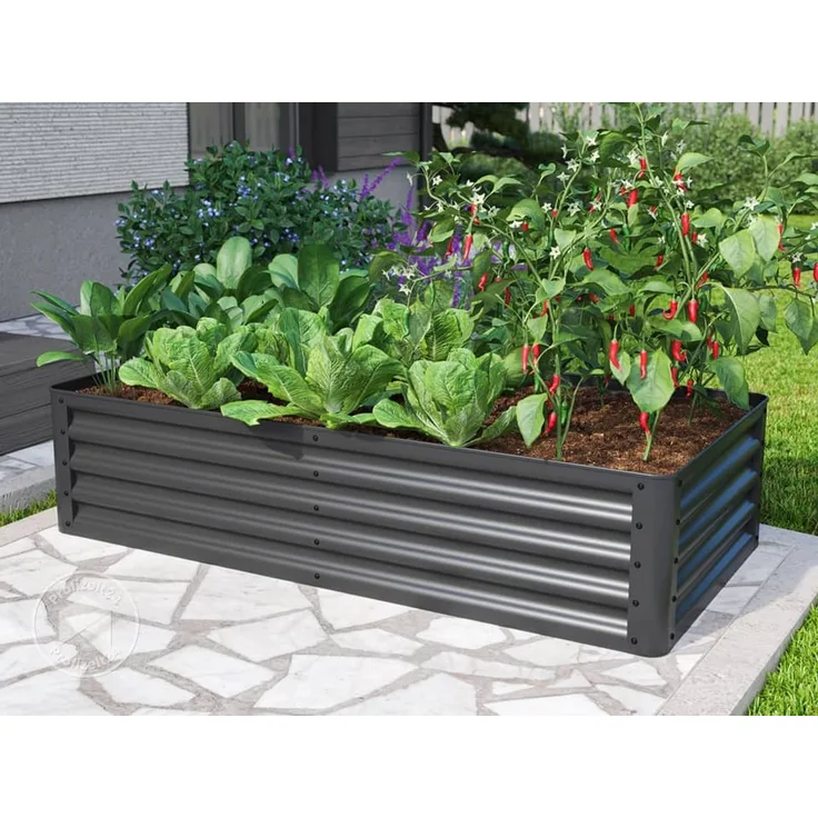 PRIMEYARD Hochbeet LUCA anthrazit Stahlkonstruktion 150x75x35 cm