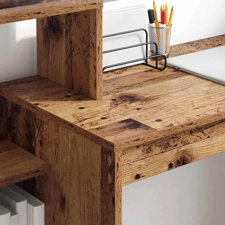 vidaXL Schreibtisch mit Regal Altholz 100 x 40 x 90 cm Holzwerkstoff 869320 – Bild 3