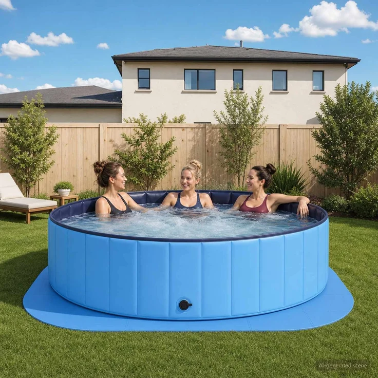 vidaXL Pool Bodenschutzmatte 36 stk. Ø 350 cm Rund EVA-Schaum Blau 42042641 – Bild 1