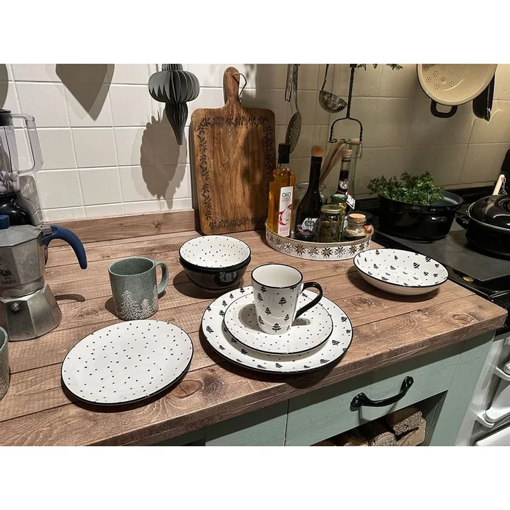 Kaemingk Tasse, Keramik, Tasse Steingut mit Griff 9,5cm Tannenbaum Motiv 310ml Grün – Bild 2