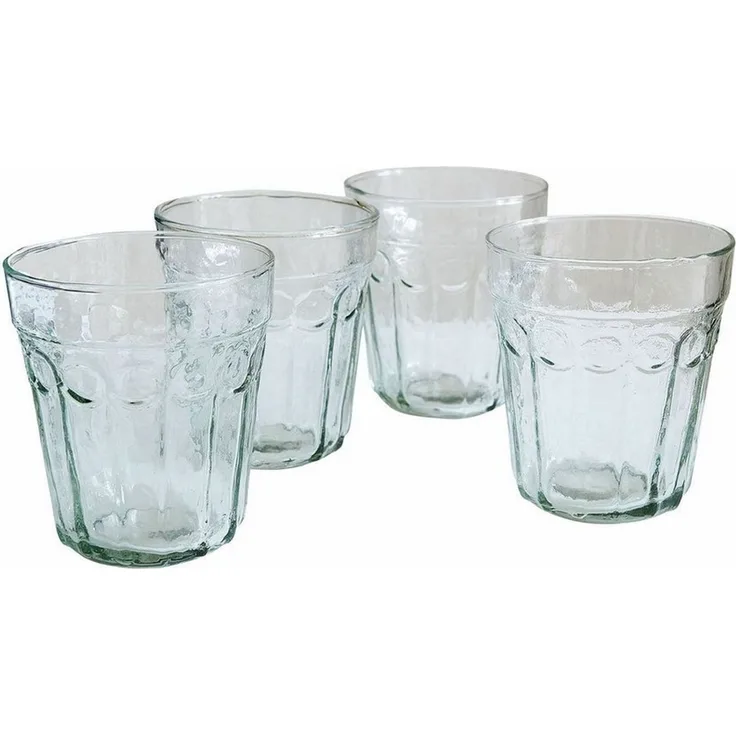 Mirabeau Glas Glas 4er Set Alizande klar/grün, Glas, Trinkgläser, Wiederaufbereitetes Glas, Mundgeblasen