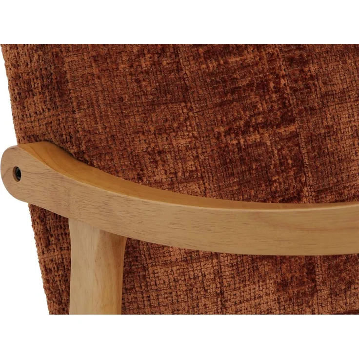 Schaukelstuhl HWC-K10, Relaxsessel, Holz FSC® Stoff/Textil Chenille (465g/m²) ~ terrakotta, Gestell natur – Bild 8