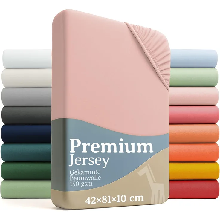 Laleni 2er-Set Premium Spannbettlaken Stubenwagen rechteckig 42x81 cm - Oeko-Tex Zertifiziert, 100% Baumwolle, atmungsaktives Spannbetttuch Jersey Baby, 150 g/m², Rosa
