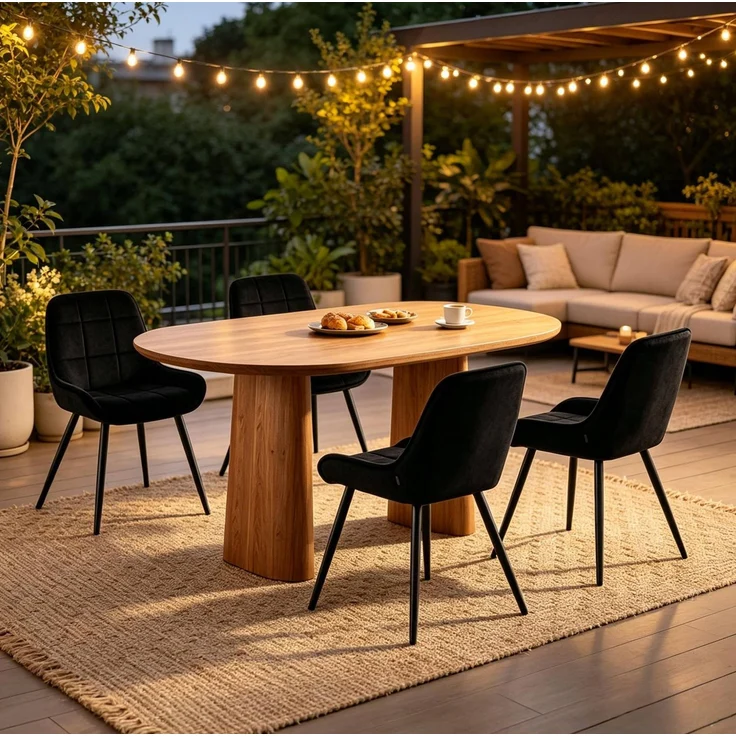Essstuhl-Set 4er 52,5x43x81,5 cm aus Samt mit Metallgestell und gepolstertem Sitz – Bild 7